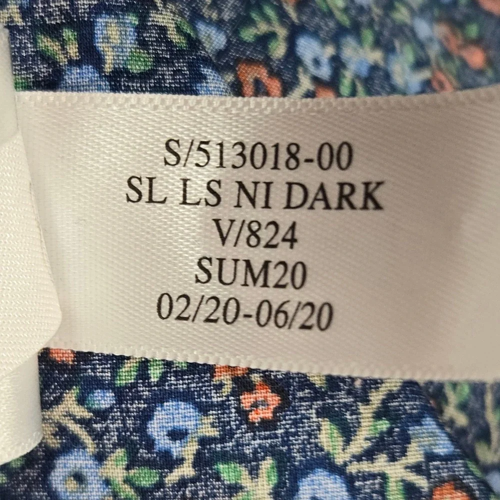 Banana Republic Navy Floral Button Up Shirt Large Slim Fit Non Iron Preppy
